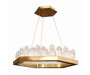 Pendente DNA Iluminação Sextavado Slim Quartzo 60cm QTZO-PD-SL-SEXT60 – LED 50W – Cristal – Pintura