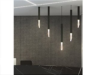 Pendente DNA Iluminação Suit SUIT-80-PEND – 80 cm Altura – Rocha – 1 Lâmpada Mini GU10 – Pendente 1,5 m – Pintura ou Chapa Inox