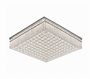 Plafon DNA Iluminação Fortaleza VD-QU50 – 50 × 50 cm – 10× G9 – Tubos com Vidrilhos e Bolas – 20 cm Altura