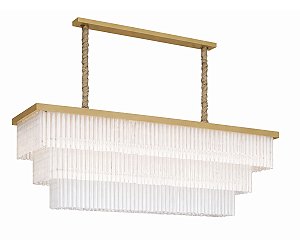 Plafon DNA Iluminação Passarela Felsen 150×50cm ROCHA-RT-150X50-3-PL – 3 Aros – 17 Lâmpadas E14 – Rocha – Pintura