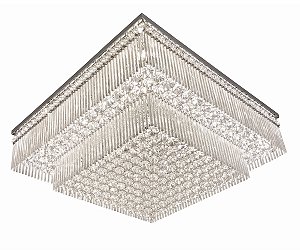 Plafon DNA Iluminação Xangai VD-QU40-2 – 40 × 40 cm – 6× G9 – Vidrilhos – 2 Andares