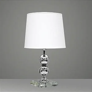 Abajur de Mesa Golden Art 2 Bolas em Metal com Base Quadrada em Latão e Lâmpada E27 52cm M703LT