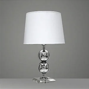 Abajur de Mesa Golden Art 2 Bolas em Metal com Base Quadrada em Latão e Lâmpada E27 67cm M701LT