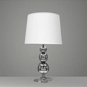 Abajur de Mesa Golden Art 3 Bolas em Metal com Base Quadrada em Latão e Lâmpada E27 72cm M700LT