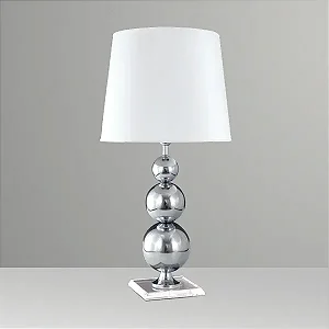 Abajur de Mesa Golden Art 3 Bolas em Metal com Base Quadrada em Latão e Lâmpada E27 86cm M745LT