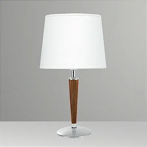 Abajur de Mesa Golden Art Cone em Latão com Detalhe em Madeira de 25cm e Lâmpada E27 56cm M027-25LT