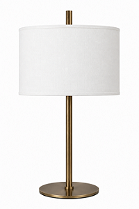 (Latão - Especiais) Abajur Mesa Golden Art Marriot M717LT Haste Reta em Latão e 2 Lâmpadas E27 72cm
