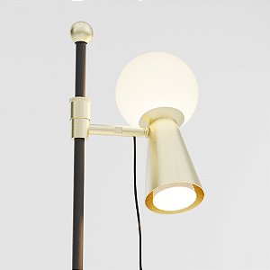 (Latão e Pintura )Abajur Mesa Golden Art Pivô M9900LTPI em Latão com Detalhes em Pintura, Bola de Vidro, Spot GU10 e Soquete G9 43cm
