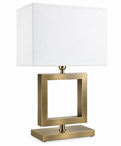 (Latão - Especiais) Abajur de Mesa Golden Art Quadrado 27x27 em Latão com Lâmpada E27 Altura 66cm M632LT