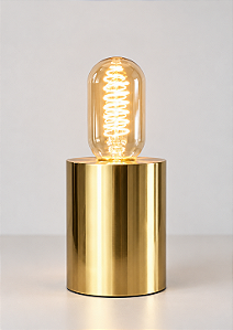 (Latão - Especiais) Abajur Mesa Golden Art Tube M4014LT Ø 10cm com Soquete E27 e Altura de 14cm