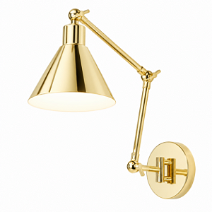 (Latão - Especiais) Arandela Baboo Golden Art P1060-20-411LT com Braço de 20 cm, Duas Articulações e Soquete E27