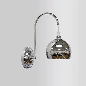 Arandela Golden Art Braço Curvo com Acabamento em Pintura e Bolinha de Vidro Ø 14cm G9 31cm P202PI