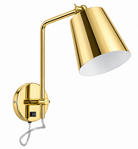(Latão - Especiais) Arandela Mazza Golden Art P669LT Braço em L e Soquete E27