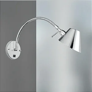 Arandela Millus Golden Art em Latão Cromado com Haste Flexível 50 cm | G9 P699LT