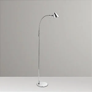 Coluna de Iluminação Golden Art Millus em Latão com Haste Flexível Cromada e Lâmpada G9 Altura Média 135cm C699LT