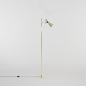 (Latão - Especiais) Coluna Iluminação Golden Art C1071LT Picasso em Latão com Foco Direcionável e Lâmpada E27 150cm