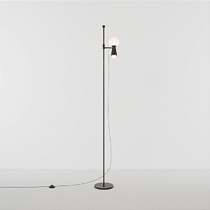 Coluna de Iluminação Golden Art Pivô com Bola de Vidro e Spot GU10/G9 em Latão e Aço 168cm C9900LTPI