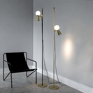 Coluna de Iluminação Golden Art Pivô em Latão com Bola de Vidro e Spot GU10/G9 168cm C9900LT