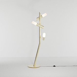Coluna de Iluminação Golden Art TAQ Lum de Piso com 3 Focos GU10 e Pintura em Aço e Alumínio 141cm C2422-3PI
