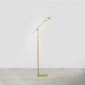 Coluna de Iluminação Golden Art Zull Articulada em Latão com Base Retangular e Lâmpada G9 Altura Média 160cm C786LT