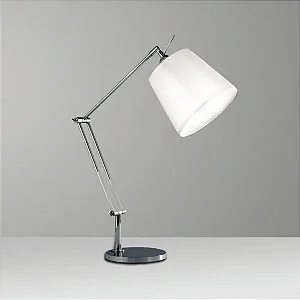 Luminária de Mesa Golden Art Rebecca Articulada em Latão com Cúpula em Tecido e Lâmpada E27 Altura Média 60cm M730LT