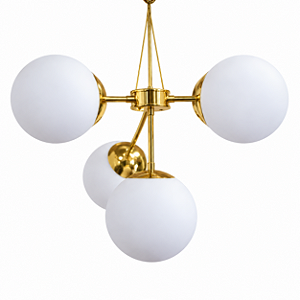 Lustre Balls com 4 Globos Ø 20cm em Latão e Soquetes E27 – Golden Art Iluminação Decorativa T2050-4LT