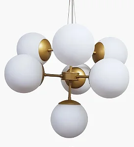 Lustre Balls com 7 Globos Ø 20cm em 2 Andares em Latão e Soquetes E27 – Golden Art Iluminação Decorativa T2050-7LT