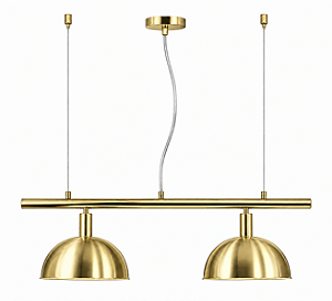 (Latão - Especiais) Lustre BILHAR Golden Art T143-2LT 1/2 Bola 2 Cúpulas 90 cm –