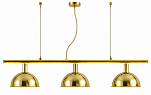 (Latão - Especiais) Lustre BILHAR 1/2 Bola Golden Art T143-3LT 3 Cúpulas em 140 cm –