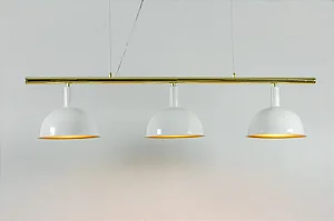 Lustre BILHAR 1/2 Bola 3 Cúpulas em Latão 140 cm – Golden Art T143-3LT