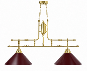 (Latão - Especiais) Lustre BILHAR Golden Art T140-2LT 2 Cúpulas 80 cm – Design Clássico