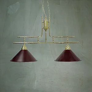 Lustre BILHAR 2 Cúpulas em Latão 80 cm – Design Clássico Golden Art T140-2LT