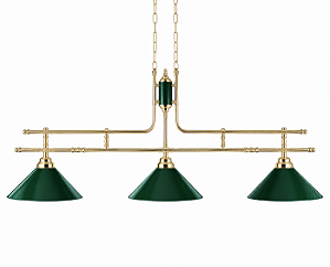 (Latão - Especiais) Lustre BILHAR 3 Cúpulas Golden Art T140-3LT 130 cm – Design Clássico