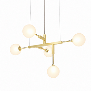 (Latão - Especiais) Lustre CINQUE 70 em Golden Art T5570LT Bolas 12cm 5 x G9