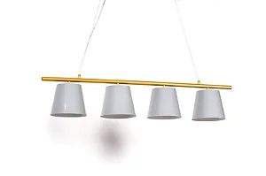 Lustre DIDI Barra 110 cm em Latão com 4 Cúpulas Pintadas – Golden Art T903H4LT