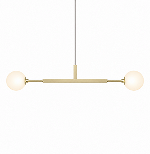(Latão - Especiais) Lustre Due 70 Horizontal Golden Art T2270LT para Globos 12cm 2x G9 – Iluminação Decorativa
