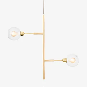 Lustre Due 70 Vertical com Globos de Vidro 15cm em Latão e Soquetes E27 – Golden Art Iluminação Decorativa T1270VLT
