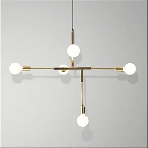 Lustre Five em Latão com 5 Soquetes E27 – Golden Art Iluminação Decorativa T1550LT