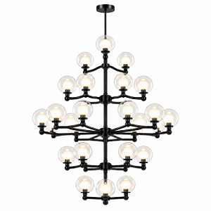 Lustre GRAPP com 30 Soquetes G9 e Acabamento em Pintura 100cm – Golden Art Iluminação T2820-30PI