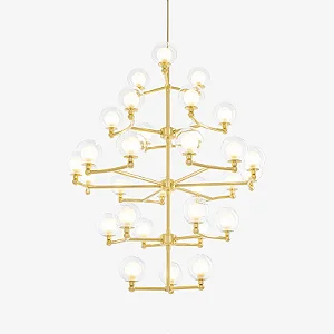 Lustre GRAPP com 30 Soquetes G9 e Acabamento em Pintura 100cm – Golden Art Iluminação T2820-30PI
