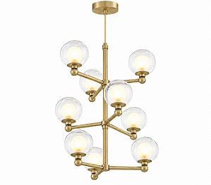 (Latão - Especiais) Lustre GRAPP Golden Art T2820-9LT 9 x G9 Diâmetro de 55cm –