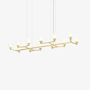Lustre GRAPP Horizontal com 12 Soquetes G9 e Acabamento em Pintura – Golden Art Iluminação T2820H-12PI