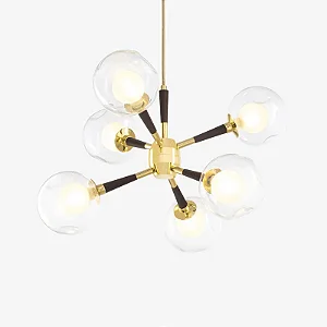 Lustre KOLL com 6 Soquetes G9 e Acabamento em Pintura – Golden Art T2805-6PI