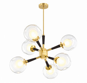 (Latão - Especiais) Lustre KOLL em com 6 Soquetes G9 e Diâmetro de 42cm – Golden Art T2805-6LT