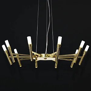 Lustre Montana 10 Braços Ø 70cm com Soquetes G9 em Pintura – Golden Art Iluminação Decorativa T1072-10PI