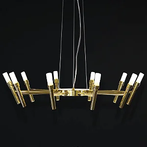 Lustre Montana 12 Braços Ø 80cm em Latão com Soquetes G9 – Golden Art Iluminação Decorativa T1072-12LT