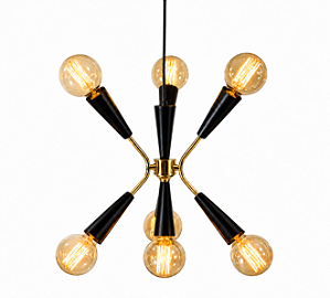 Lustre Golden Art NASA 3 Braços Ø36cm Latão e Pintura 7xE27 T1070LTPI
