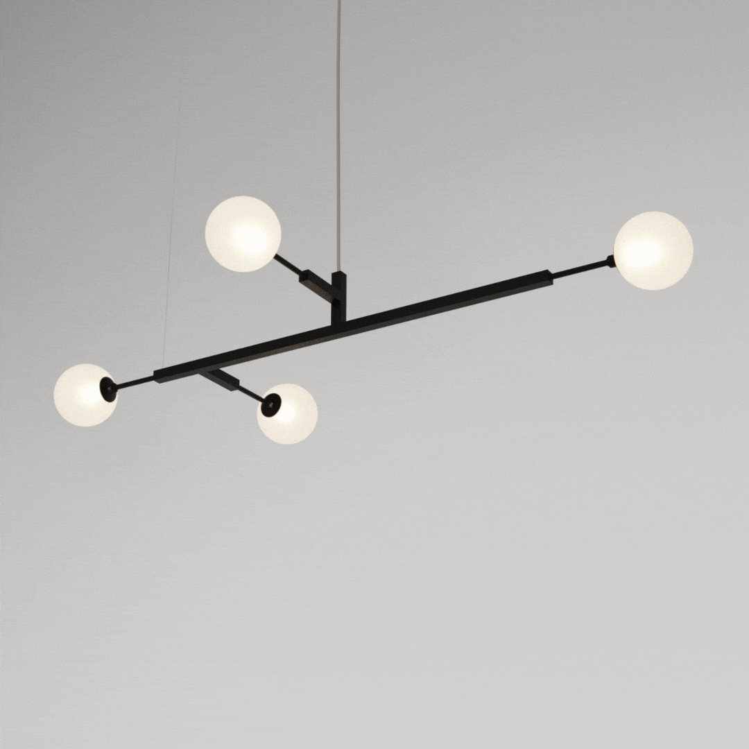 Lustre QUATTRO 100 em Latão para Bolas de 12cm com 4 Soquetes G9 – Golden Art T44100LT