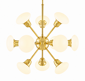 (Latão - Especiais) Lustre ROID Golden Art T2801-12LT 12 Soquetes G9 e Altura Regulável – Golden Art T2801-12LT
