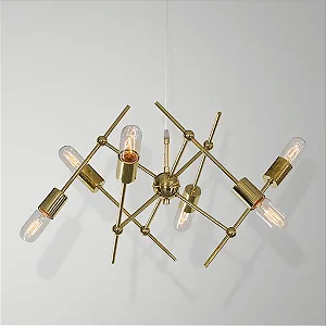 Lustre Space 6 Ø 62cm em Latão com 6 Soquetes E27 – Golden Art Iluminação Decorativa T1560-6LT